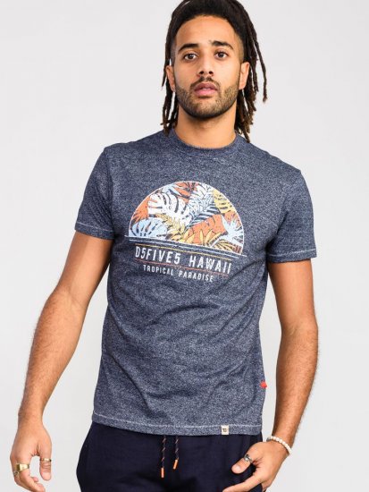 D555 Upton Hawaii Leaf Printed T-Shirt - Tricouri - Tricouri Bărbați Mărimi Mari