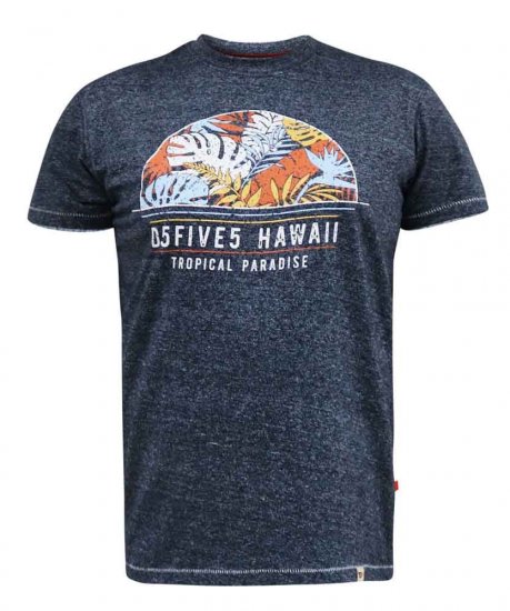 D555 Upton Hawaii Leaf Printed T-Shirt - Tricouri - Tricouri Bărbați Mărimi Mari