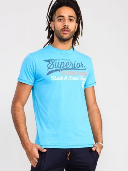 D555 Rushden Superior Printed T-Shirt Turquoise - Tricouri - Tricouri Bărbați Mărimi Mari