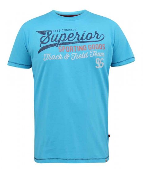 D555 Rushden Superior Printed T-Shirt Turquoise - Tricouri - Tricouri Bărbați Mărimi Mari