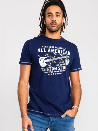 D555 Bronte All American Guitar Printed T-Shirt - Tricouri - Tricouri Bărbați Mărimi Mari