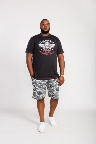 D555 Charles California Rebel Skull Printed T-Shirt - Tricouri - Tricouri Bărbați Mărimi Mari