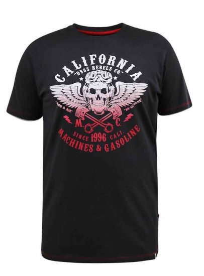 D555 Charles California Rebel Skull Printed T-Shirt - Tricouri - Tricouri Bărbați Mărimi Mari