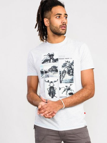 D555 Trafford Bike Photo Printed T-Shirt White - Tricouri - Tricouri Bărbați Mărimi Mari