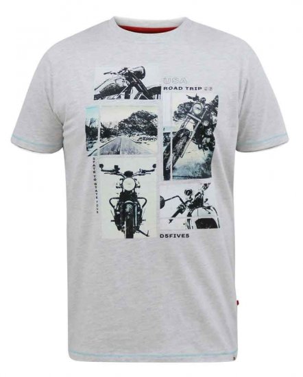 D555 Trafford Bike Photo Printed T-Shirt White - Tricouri - Tricouri Bărbați Mărimi Mari