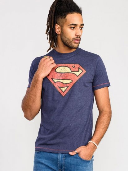 D555 Scampton Official Superman Printed T-Shirt Navy - Tricouri - Tricouri Bărbați Mărimi Mari