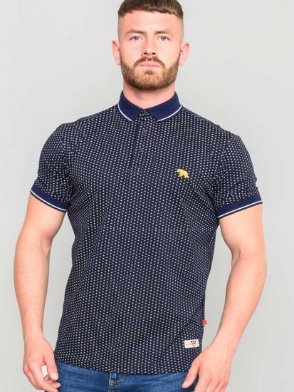 D555 Battersea Polo Shirt With Chest Embroidery Navy - Tricouri polo - Tricouri Polo Bărbați Mărimi Mari