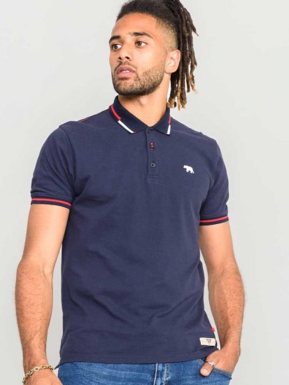 D555 Sloane Polo Shirt With Chest Embroidery Navy - Tricouri polo - Tricouri Polo Bărbați Mărimi Mari