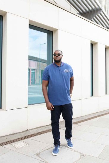 D555 Canning Chest Embroidery Polo Shirt Denim - Tricouri polo - Tricouri Polo Bărbați Mărimi Mari