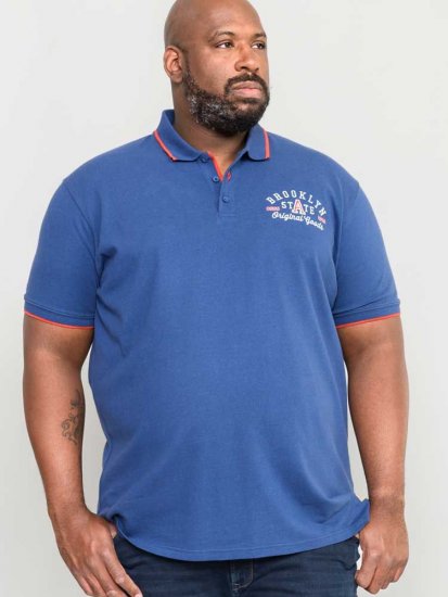 D555 Canning Chest Embroidery Polo Shirt Denim - Tricouri polo - Tricouri Polo Bărbați Mărimi Mari