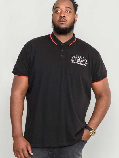 D555 Canning Chest Embroidery Polo Shirt Black - Tricouri polo - Tricouri Polo Bărbați Mărimi Mari