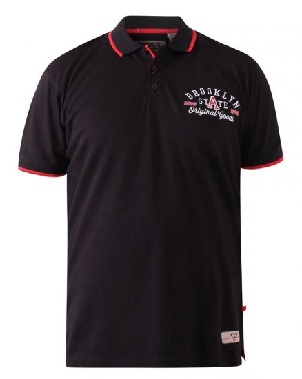 D555 Canning Chest Embroidery Polo Shirt Black - Tricouri polo - Tricouri Polo Bărbați Mărimi Mari