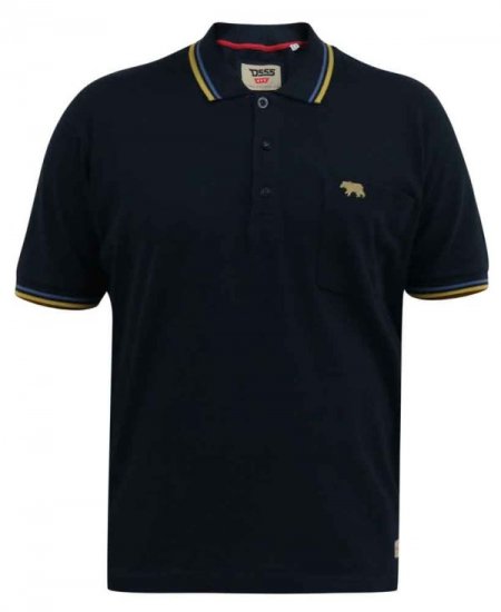 D555 Hamford Pique Polo Shirt Navy - Tricouri polo - Tricouri Polo Bărbați Mărimi Mari