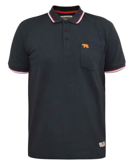 D555 Kirby Birdseye Pique Polo Black - Tricouri polo - Tricouri Polo Bărbați Mărimi Mari