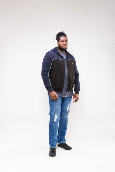 D555 Vincent Full Zip Hoody With Chest And Sleeve Piping Detail - Pulovere & hanorace - Pulovere & Hanorace Bărbați Mărimi Mari