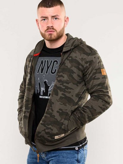 D555 Antonio Camo Printed Zip Through Hoody - Pulovere & hanorace - Pulovere & Hanorace Bărbați Mărimi Mari