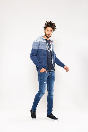 D555 Columbus Cut And Sew Panelled Zip Through Hoody Blue - Pulovere & hanorace - Pulovere & Hanorace Bărbați Mărimi Mari