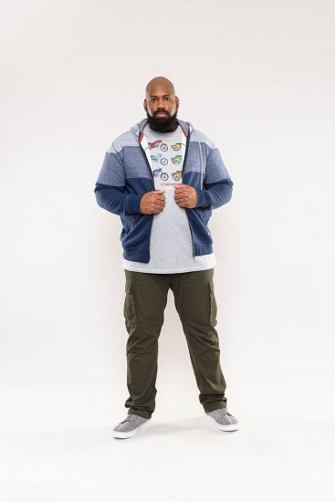 D555 Columbus Cut And Sew Panelled Zip Through Hoody Blue - Pulovere & hanorace - Pulovere & Hanorace Bărbați Mărimi Mari