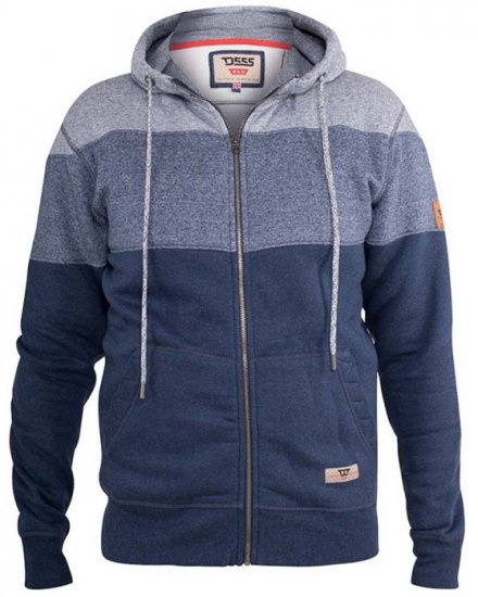 D555 Columbus Cut And Sew Panelled Zip Through Hoody Blue - Pulovere & hanorace - Pulovere & Hanorace Bărbați Mărimi Mari