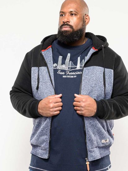 D555 Allen Zip Through Hoody With Sherpa Lining - Pulovere & hanorace - Pulovere & Hanorace Bărbați Mărimi Mari