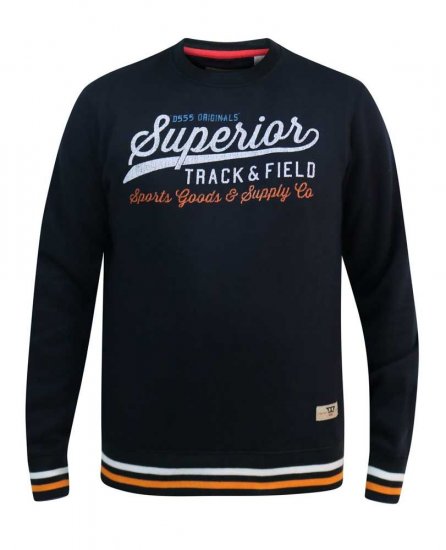 D555 Marlow Printed Crew Neck Sweatshirt Navy - Pulovere & hanorace - Pulovere & Hanorace Bărbați Mărimi Mari