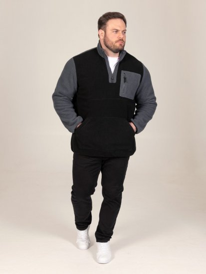 D555 Daly Quarter Zip Fleece Sweatshirt Negru/Gri - Pulovere & hanorace - Pulovere & Hanorace Bărbați Mărimi Mari