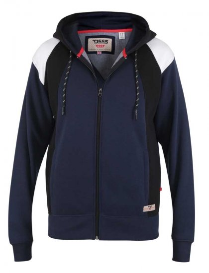 D555 Silverton Contrast Panneled Hoodie Navy - Pulovere & hanorace - Pulovere & Hanorace Bărbați Mărimi Mari