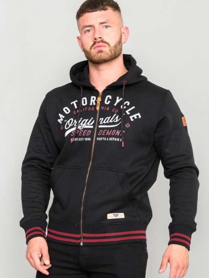 D555 Patrick Full Zip Hoody With 'Motorcycle' Chest Print - Pulovere & hanorace - Pulovere & Hanorace Bărbați Mărimi Mari