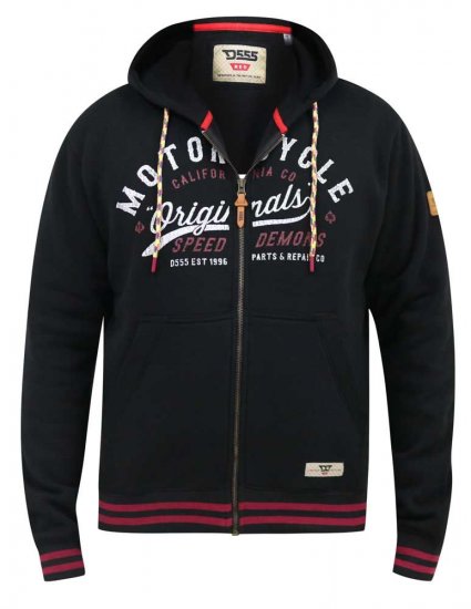 D555 Patrick Full Zip Hoody With 'Motorcycle' Chest Print - Pulovere & hanorace - Pulovere & Hanorace Bărbați Mărimi Mari