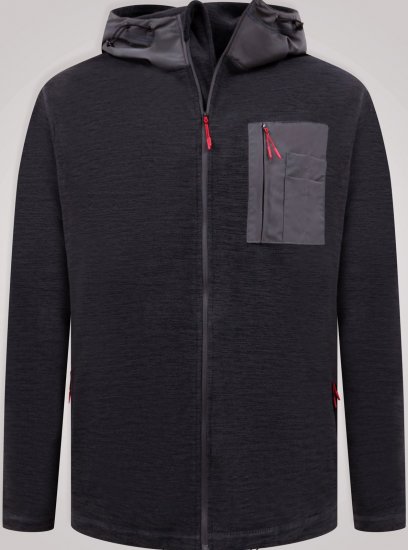 D555 Damien Micro Fleece Zip Through Hoody Negru/Gri - Pulovere & hanorace - Pulovere & Hanorace Bărbați Mărimi Mari