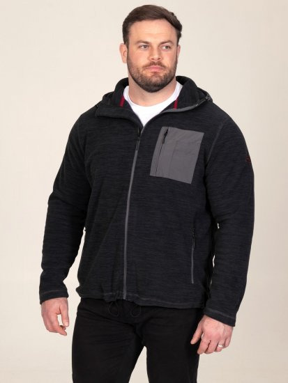D555 Damien Micro Fleece Zip Through Hoody Negru/Gri - Pulovere & hanorace - Pulovere & Hanorace Bărbați Mărimi Mari