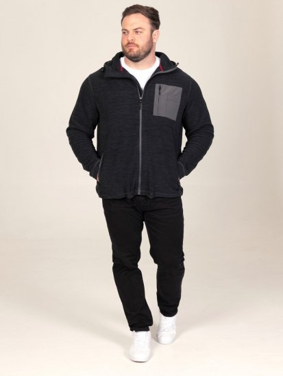 D555 Damien Micro Fleece Zip Through Hoody Negru/Gri - Pulovere & hanorace - Pulovere & Hanorace Bărbați Mărimi Mari