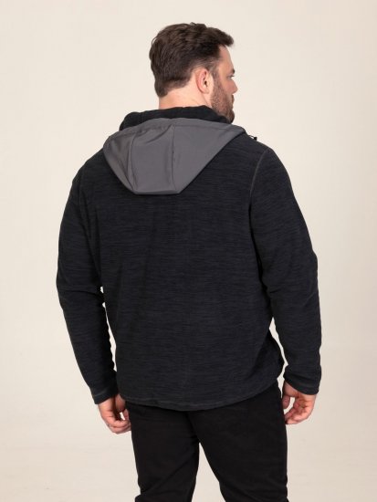 D555 Damien Micro Fleece Zip Through Hoody Negru/Gri - Pulovere & hanorace - Pulovere & Hanorace Bărbați Mărimi Mari