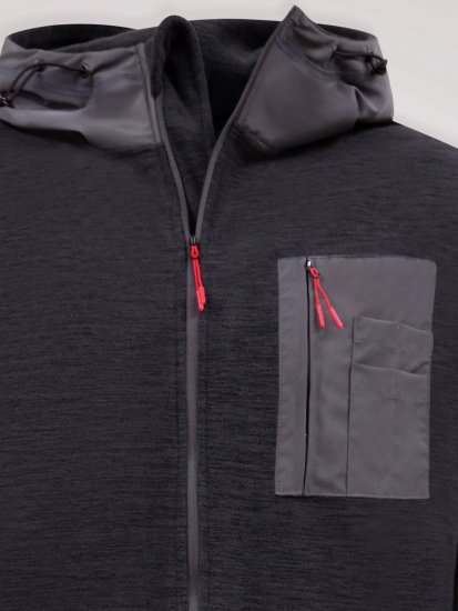 D555 Damien Micro Fleece Zip Through Hoody Negru/Gri - Pulovere & hanorace - Pulovere & Hanorace Bărbați Mărimi Mari