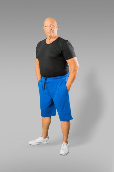20 Nodi Short Leg Sports Pants in Combed Cotton Jersey Blue - Pantaloni trening - Pantaloni Trening Bărbați Mărimi Mari