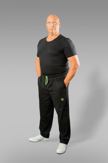 20 Nodi Long Leg Sports Pants in Combed Cotton Jersey Black - Pantaloni trening - Pantaloni Trening Bărbați Mărimi Mari
