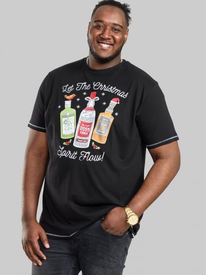 D555 SPIRIT Christmas Spirit Printed T-Shirt Black - Tricouri - Tricouri Bărbați Mărimi Mari