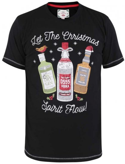 D555 SPIRIT Christmas Spirit Printed T-Shirt Black - Tricouri - Tricouri Bărbați Mărimi Mari