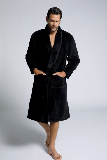 JP1880 Bathrobe with Spacious Patch Pockets Black - Lenjerie intimă & costum baie - Lenjerie Intimă Bărbați Mărimi Mari
