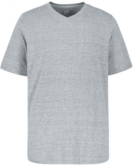JP1880 702415 Tricou cu decolteu în V Gri melanj - Tricouri - Tricouri Bărbați Mărimi Mari