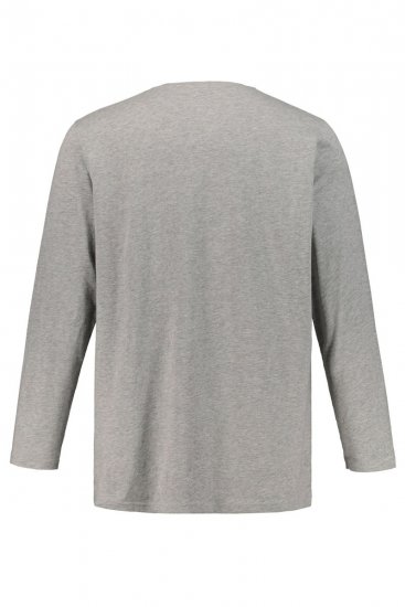 JP1880 702555 Tricou Henley cu mânecă lungă Gri melanj - Tricouri - Tricouri Bărbați Mărimi Mari
