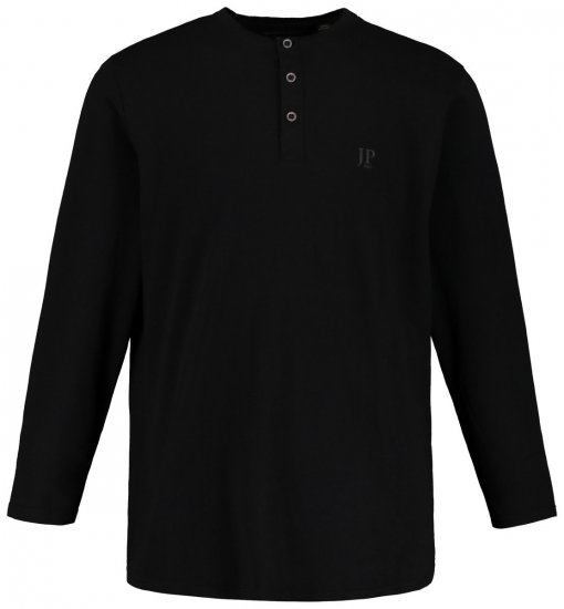 JP1880 702555 Tricou Henley cu mânecă lungă Neagră - Tricouri - Tricouri Bărbați Mărimi Mari