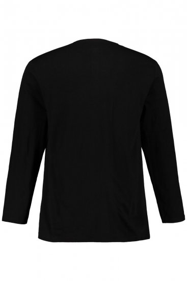 JP1880 702555 Tricou Henley cu mânecă lungă Neagră - Tricouri - Tricouri Bărbați Mărimi Mari