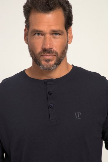JP1880 702555 Tricou Henley cu mânecă lungă Bleumarin - Tricouri - Tricouri Bărbați Mărimi Mari