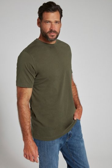JP1880 702558 Tricou cu guler rotund Oliv închis - Tricouri - Tricouri Bărbați Mărimi Mari