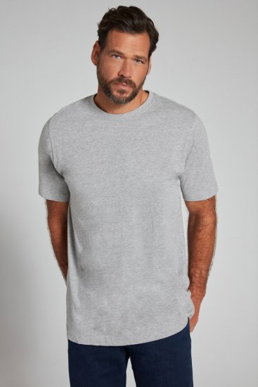 JP1880 702558 Tricou cu guler rotund Gri melanj - Tricouri - Tricouri Bărbați Mărimi Mari