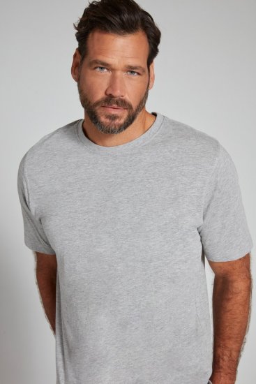JP1880 702558 Tricou cu guler rotund Gri melanj - Tricouri - Tricouri Bărbați Mărimi Mari
