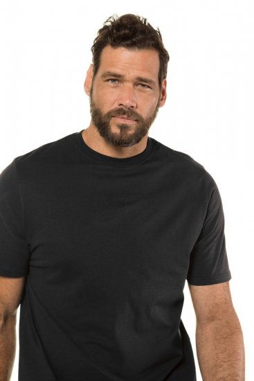 JP1880 702558 Tricou cu guler rotund Neagră - Tricouri - Tricouri Bărbați Mărimi Mari