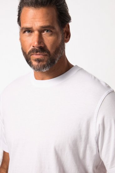 JP1880 702558 Tricou cu guler rotund Albă - Tricouri - Tricouri Bărbați Mărimi Mari