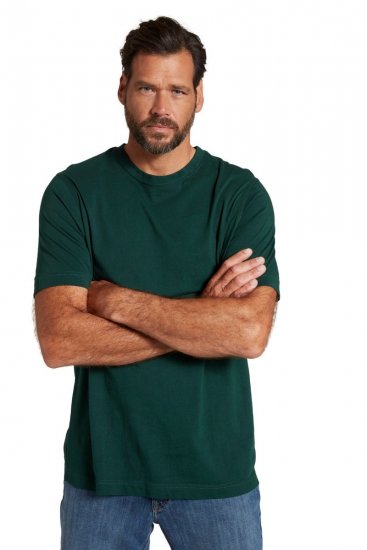 JP1880 702558 Tricou cu guler rotund Verde închis - Tricouri - Tricouri Bărbați Mărimi Mari